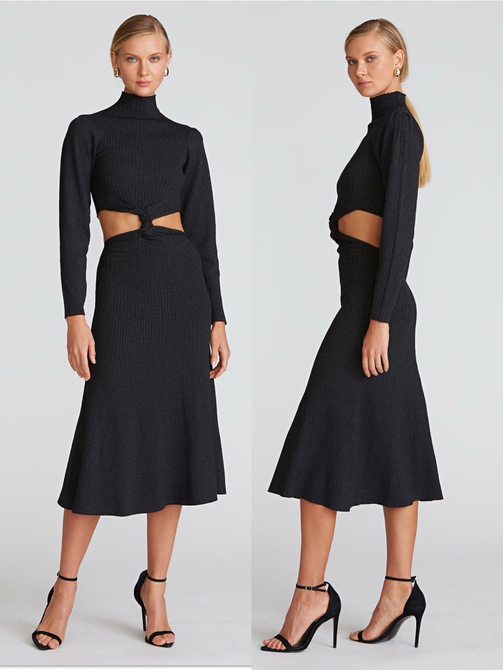 AMUR Rosemary Bamboo Knit Twist Midi Dress